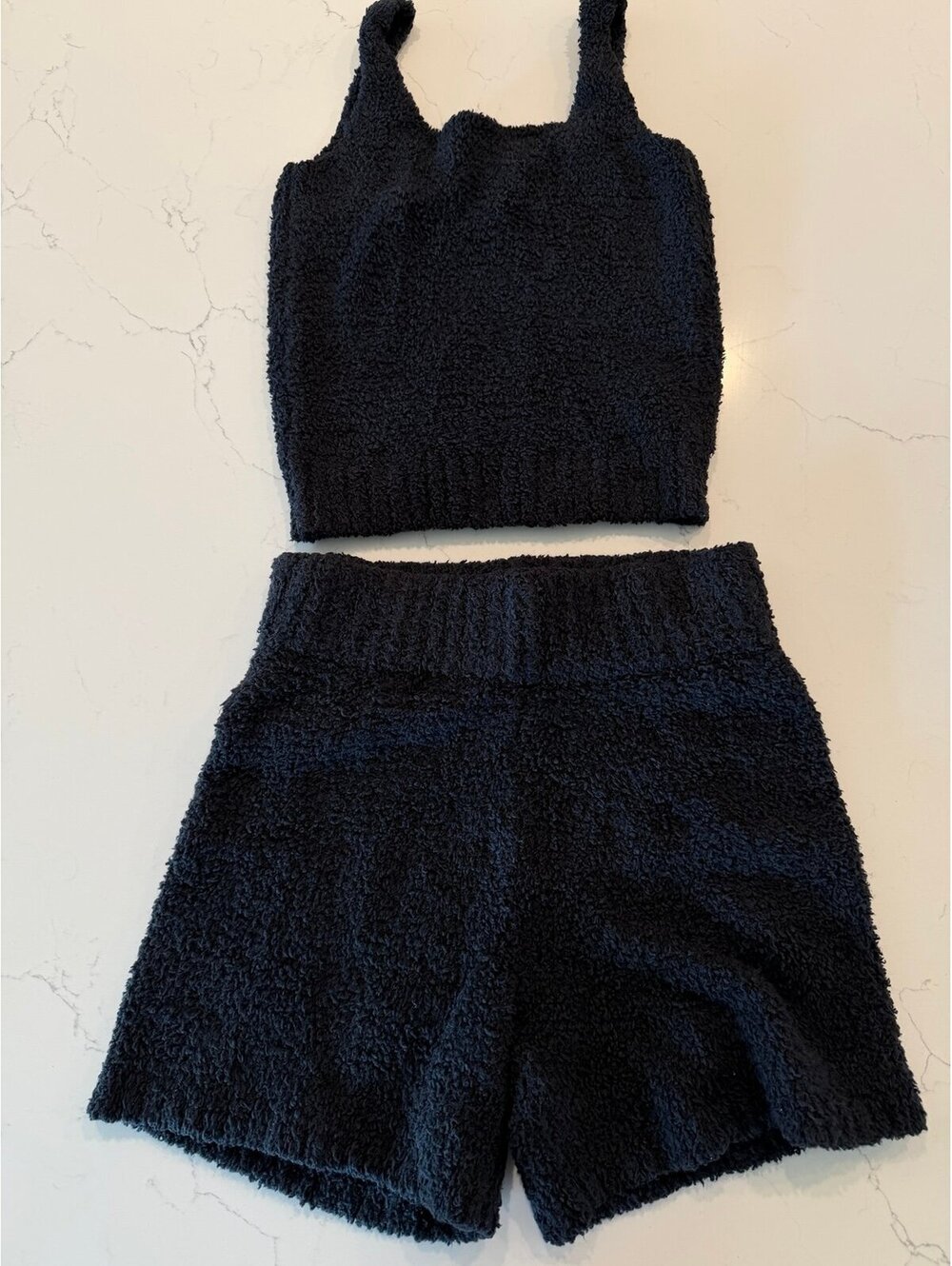SKIMS Cozy Knit 2-Piece Lounge Set Tank & Shorts Onyx Black S/M